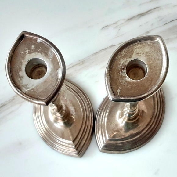 Sheffield Styled VTG Sterling Silver Plated Georgian Candlesticks - Picture 7 of 10